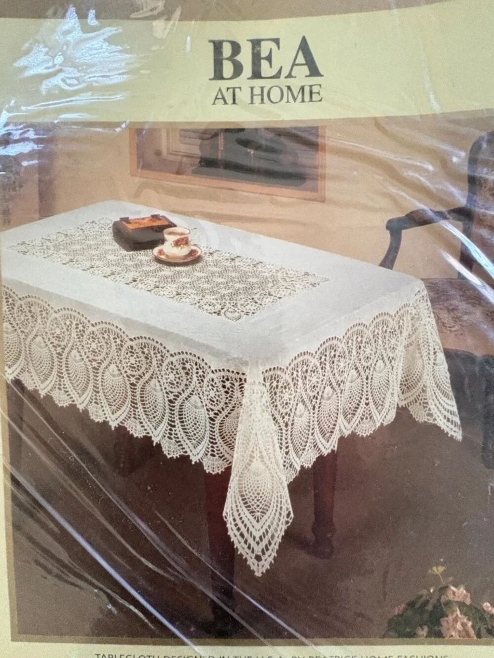VTG Crocheted Lace Tablecloth Cottage Core Grandmacore Rectangle New 60 x 90